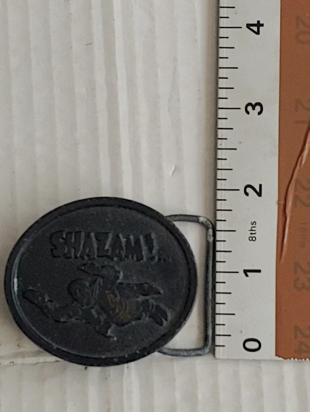 Shazam! vintage 1976 oval-shaped Metal belt buckle